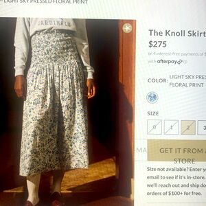 The Great The knoll skirt light sky pressed floral print NWT